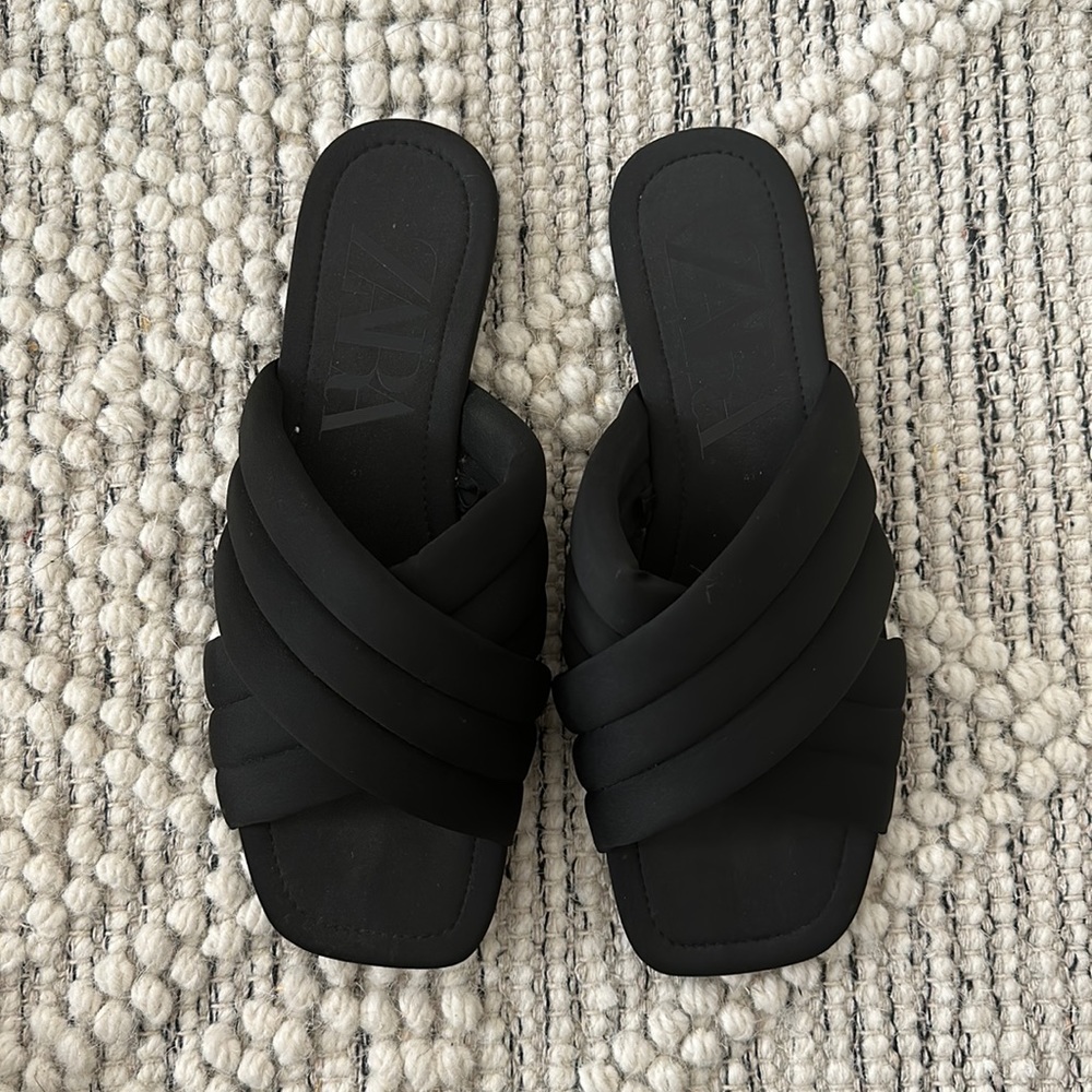 Zara satin cross braided slides size 41